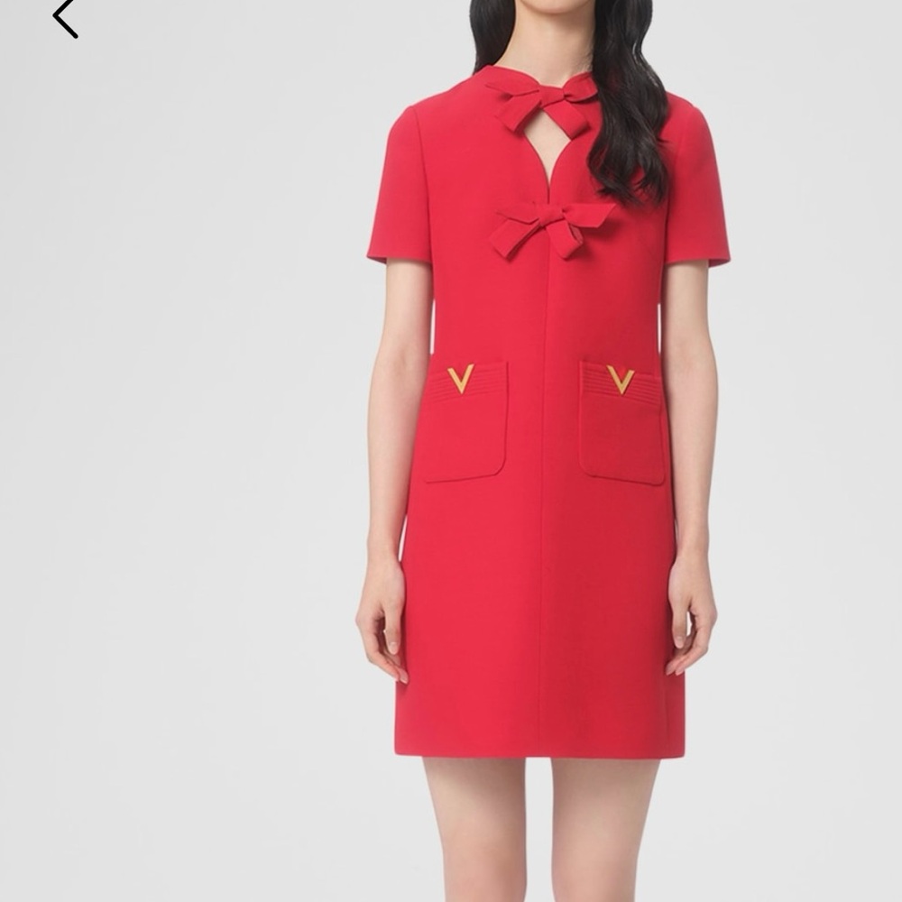 Private Label Red Mini Dress with Bow Accents